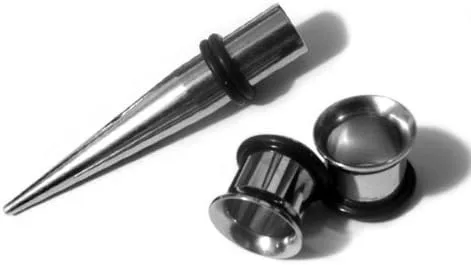 (1cono y tapón) Acero cono y un par de acero inoxidable túnel conectores