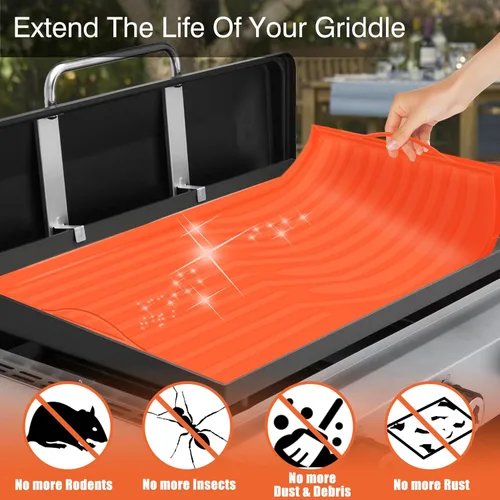 Vista 2 de Alfombrilla de silicona para parrilla Blackstone, cubierta protectora de grado alimenticio resistente de 22 pulgadas, accesorios para parrillas