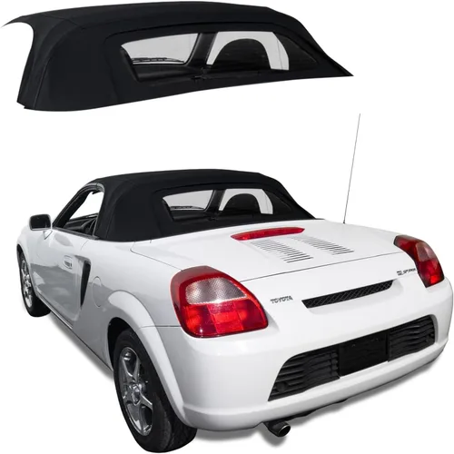 Techo para convertible Toyota MR2 hecho de tela Haartz Stayfast con ventana de vidrio climatizado, Negro