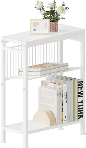 Vista 13 de Mesa auxiliar para espacios pequeños, mesa auxiliar estrecha con revistero ajustable en forma de V, 7.1 pulgadas de profundidad x 17 pulgadas