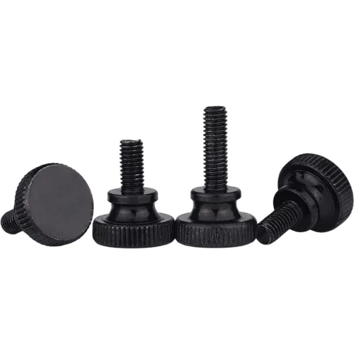 Vista 5 de M6 M8 M10 Tornillo de mano de cabeza alta negro paso de doble capa moleteado de ajuste mecánico Clavo (2 piezas M8x1.0.984x1.378 in)